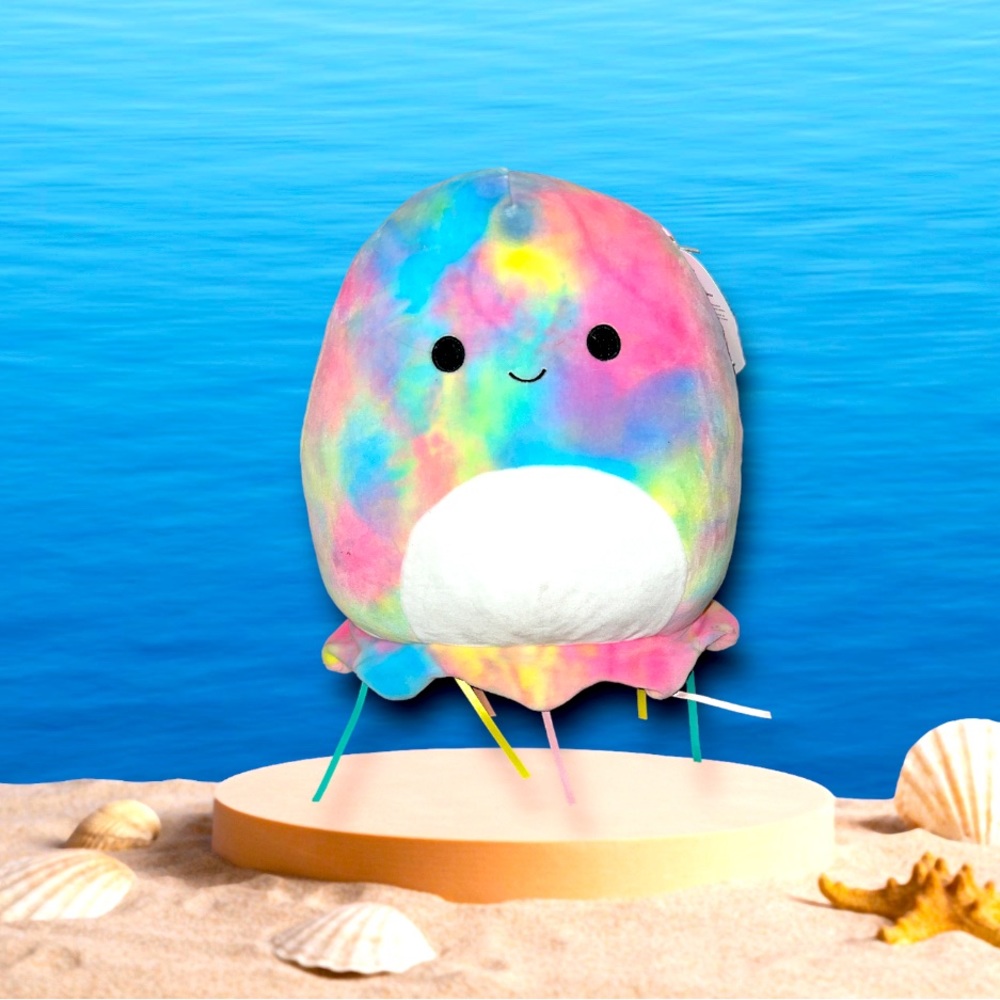 Selling the squishmallow Janet which is a tye dye jellyfish